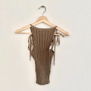 ZARA | Sparkly Gold Tie Straps Tank Top | Size: Medium (M)